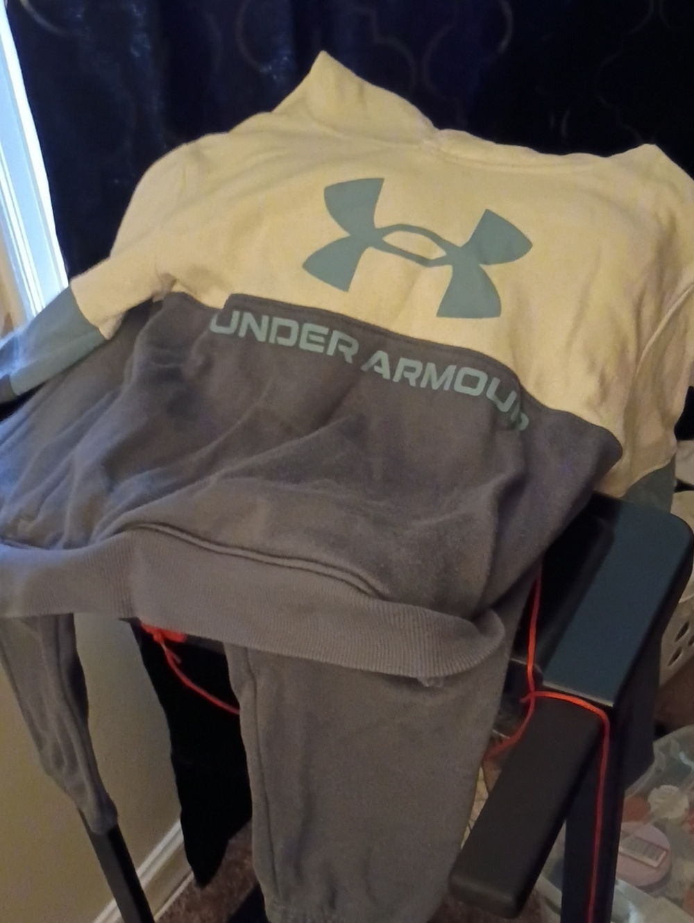 Under Armour Kids Cream & Gray Hooded Pajama Set with Logo